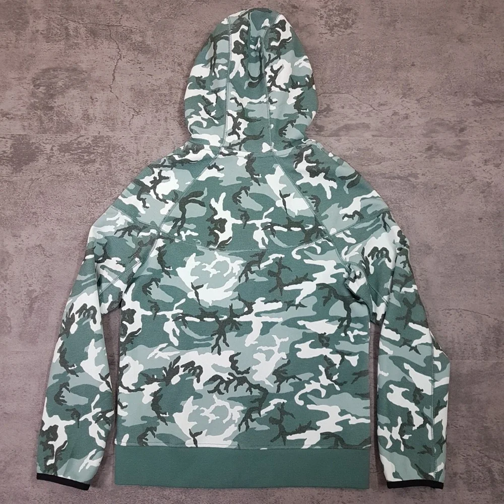 NIKE Tech Pach Fleece Full Zip Hoodie Jacket‎ Kids Youth Boys XL Camo Green